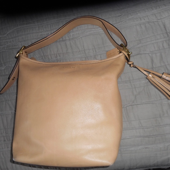 Coach Handbags - tan leather coach shoulder bag